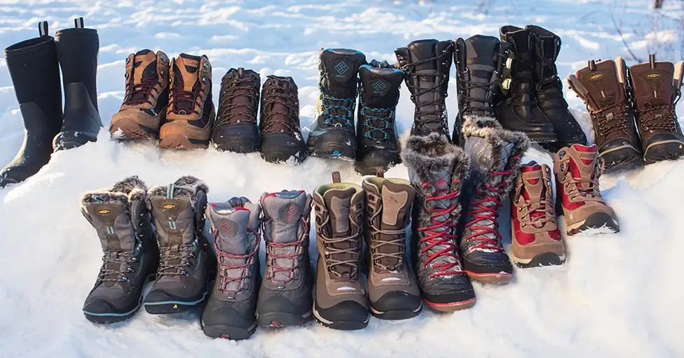 Picture of 12 pairs of winter boots.