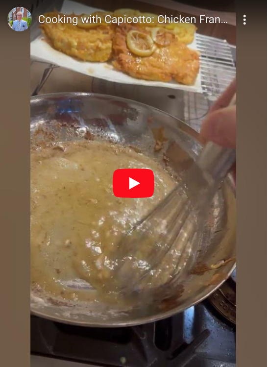 Watch as Dr. William Capicotto cooks up cooking up a delicious Italian-American classic –– Chicken Francese!